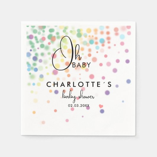 Baby shower van kleurrijke cirkels servet (Voorkant)