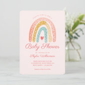 Baby shower van kleurrijke regenboog en kunsten kaart (Staand voorkant)