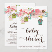 Baby shower van kleurrijke Tortelduifjes en vogelv Kaart (Voorkant / Achterkant)