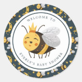 Baby shower van koninginnenhoningbijen ronde sticker (Voorkant)