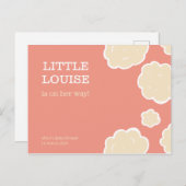 Baby shower van koraalwolken briefkaart (Voorkant / Achterkant)