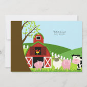 Baby shower van landbouwhuisdieren kaart (Achterkant)