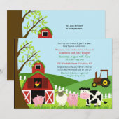 Baby shower van landbouwhuisdieren kaart (Voorkant / Achterkant)