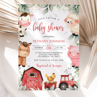 Baby shower van landbouwhuisdieren kaart