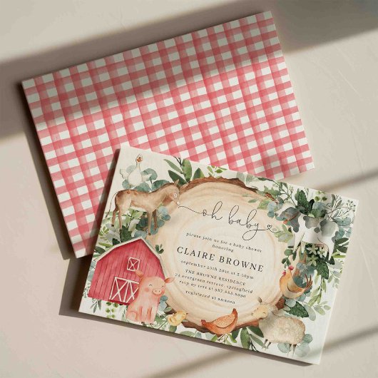 Baby shower van landbouwhuisdieren kaart