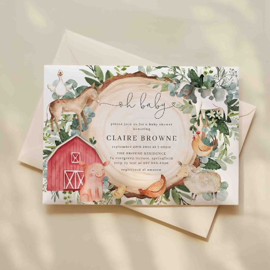 Baby shower van landbouwhuisdieren kaart