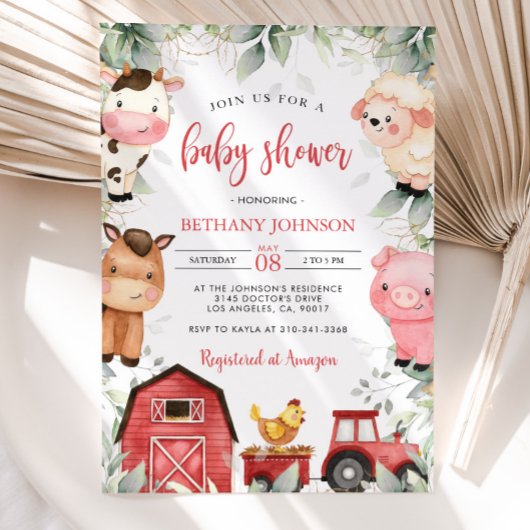 Baby shower van landbouwhuisdieren kaart