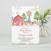 Baby shower van landbouwhuisdieren kaart (Staand voorkant)