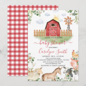 Baby shower van landbouwhuisdieren kaart (Voorkant / Achterkant)
