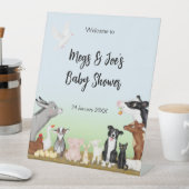 Baby shower van landbouwhuisdieren welkom voetteke reclamebord met voetstuk (Insitu)