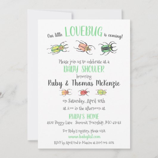  Baby shower van lavebugs Kaart (Voorkant)