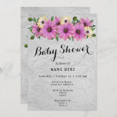 Baby shower van lavendel en gele dagen kaart (Voorkant / Achterkant)