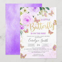 Baby shower van lavendel Floral Butterfly