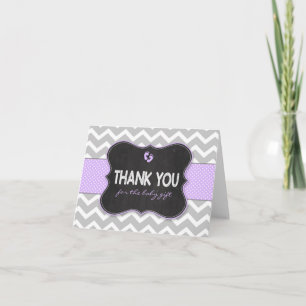 Baby shower van Lavender Chalkboard: dank je wel Bedankkaart