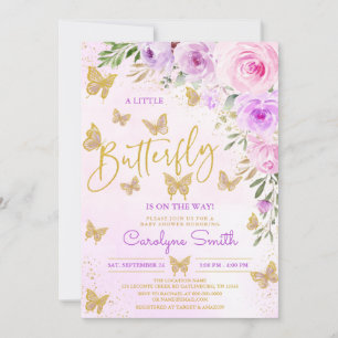 Baby shower van Lavender Floral Butterfly Kaart