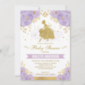 Baby shower van Lavender Floral Gold Royal Princes Kaart (Voorkant)