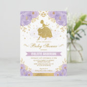 Baby shower van Lavender Floral Gold Royal Princes Kaart (Staand voorkant)
