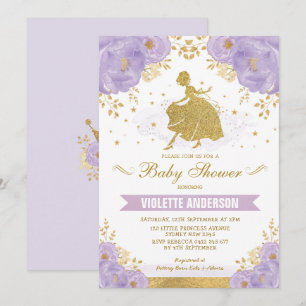 Baby shower van Lavender Floral Gold Royal Princes Kaart