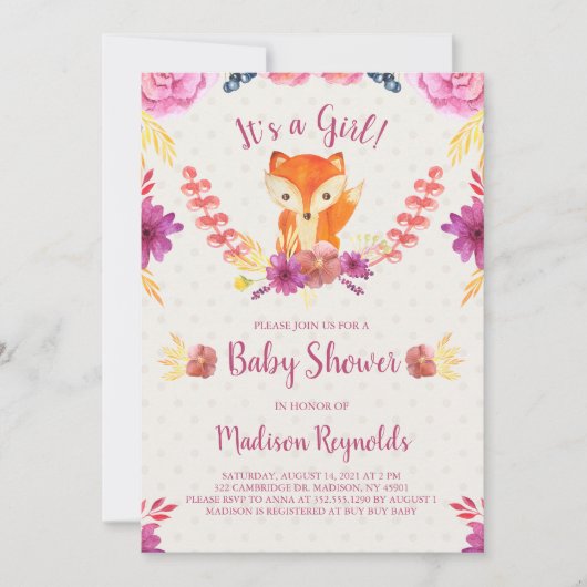 Baby shower van lente- en bloesmeel kaart (Voorkant)