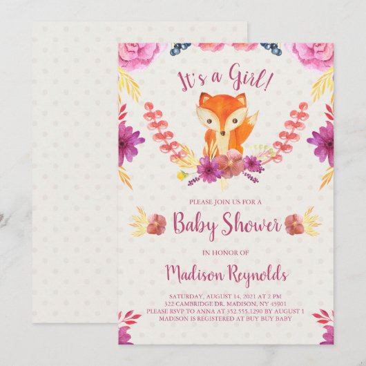 Baby shower van lente- en bloesmeel kaart (Voorkant / Achterkant)