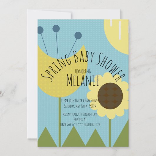 Baby shower van lentesbloem kaart (Voorkant)