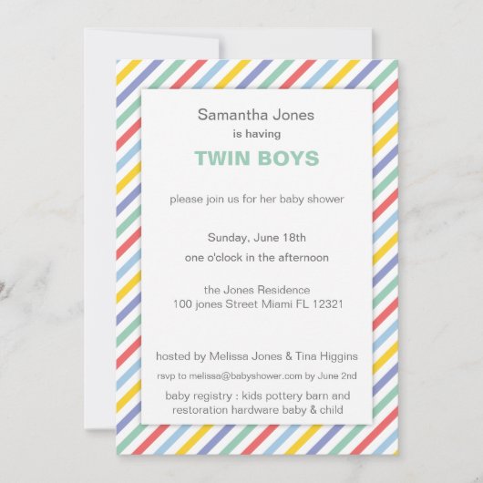 Baby shower van lenteslag met regenboogstrips kaart (Voorkant)