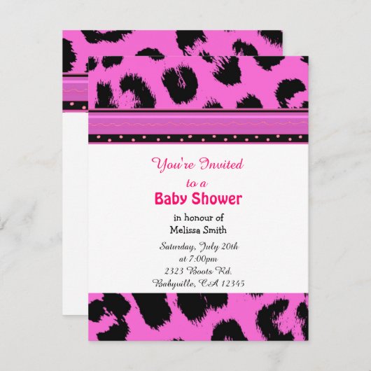 Baby shower van Leopard Pattern Kaart (Voorkant / Achterkant)