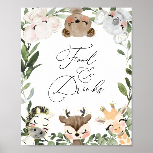 Baby shower van levende dieren Voedsel- en Drinken Poster (Voorkant)