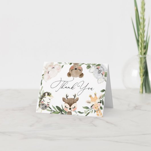 Baby shower van liefdadige dieren Dank je wel Bedankkaart (Voorkant)