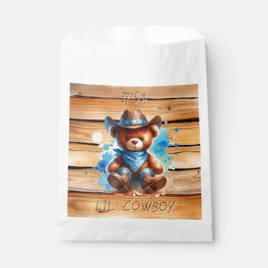 Baby shower van Lil' Cowboy Teddy Bear Bedankzakje (Voorkant)