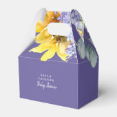 Baby shower van lila en zonnebloemen bedankdoosjes (Achterkant)