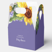 Baby shower van lila en zonnebloemen bedankdoosjes (Geopend)