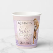Baby shower van Lila Teddy Bear, zoet Peach Papieren Bekers (Achterkant)