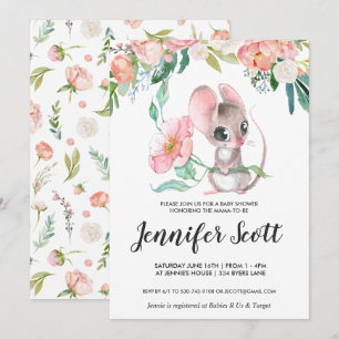 Baby shower van Little Floral Mouse Kaart