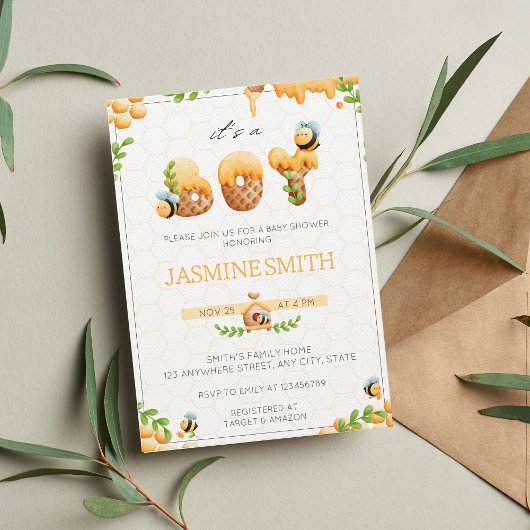 Baby shower van Little Honey Bee Boy Kaart