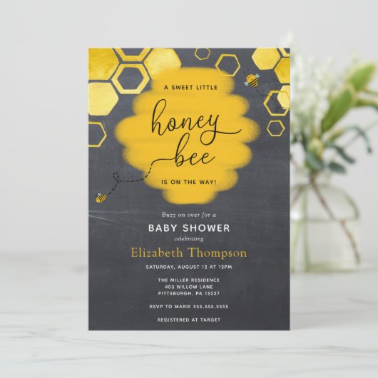Baby shower van Little Honey Bee Boy Kaart (Staand voorkant)
