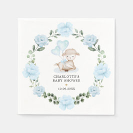 Baby shower van Little Lamb Blue Floral Greenery Servet