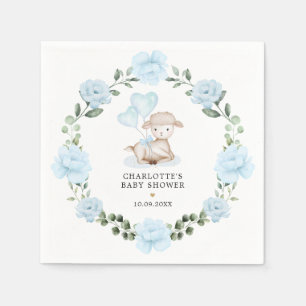 Baby shower van Little Lamb Blue Floral Greenery Servet