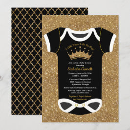 Baby shower van Little Prince Black en Royal Gold Kaart