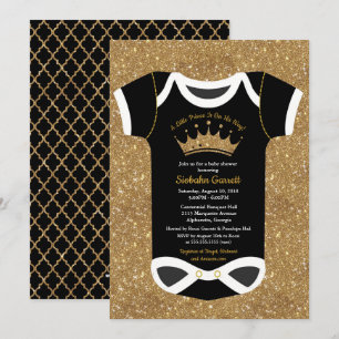 Baby shower van Little Prince Black en Royal Gold Kaart