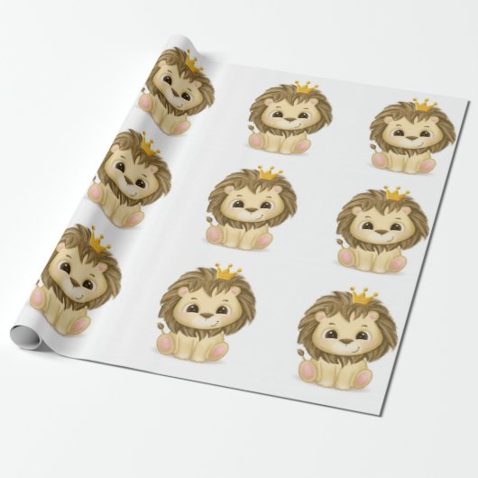 Baby shower van Little Prince Lion Boy Cadeaupapier (Uitgerold)