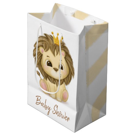 Baby shower van Little Prince Lion Boy Medium Cadeauzakje (Voorkant Gekanteld)