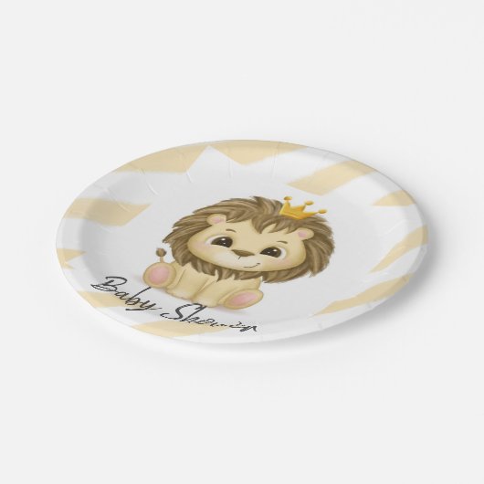 Baby shower van Little Prince Lion Boy Papieren Bordje (Gekanteld)