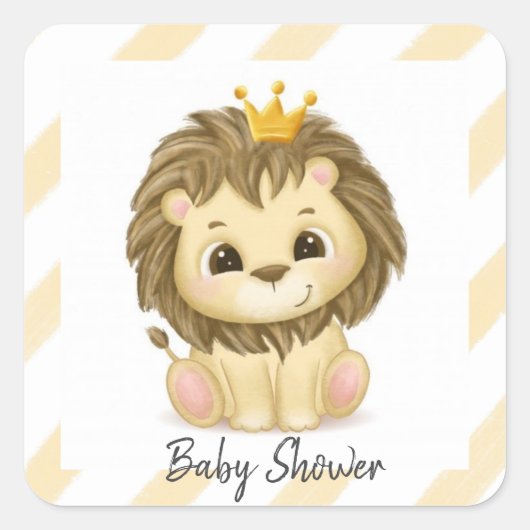 Baby shower van Little Prince Lion Boy Vierkante Sticker (Voorkant)