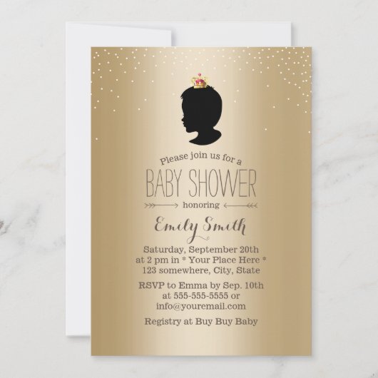 Baby shower van Little Prince Silhouette Gold Kaart (Voorkant)