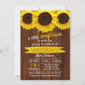 Baby shower van Little Sunflower Rustic Wood Kaart (Voorkant)