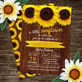 Baby shower van Little Sunflower Rustic Wood Kaart