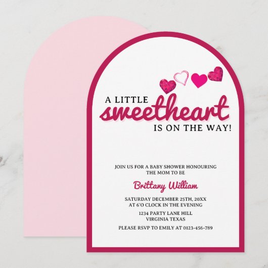 Baby shower van Little Sweetheart Arch Valentijns Kaart (Voorkant / Achterkant)