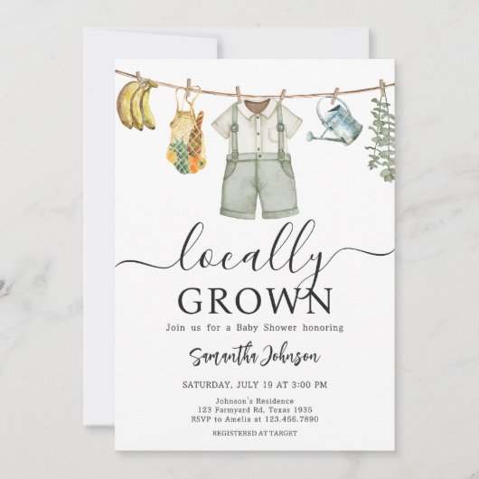 Baby shower van lokaal geteelde boeren kaart (Voorkant)