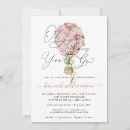 Baby shower van luchtballon voor roze Floral Hot A Kaart